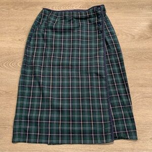 Talbots Dark Green & Blue Tartan Plaid Skirt Size 14P
